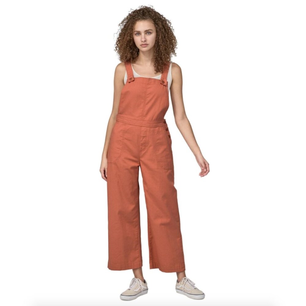Patagonia Rust Orange Wide-Leg Cotton Overalls Jumpsuit
